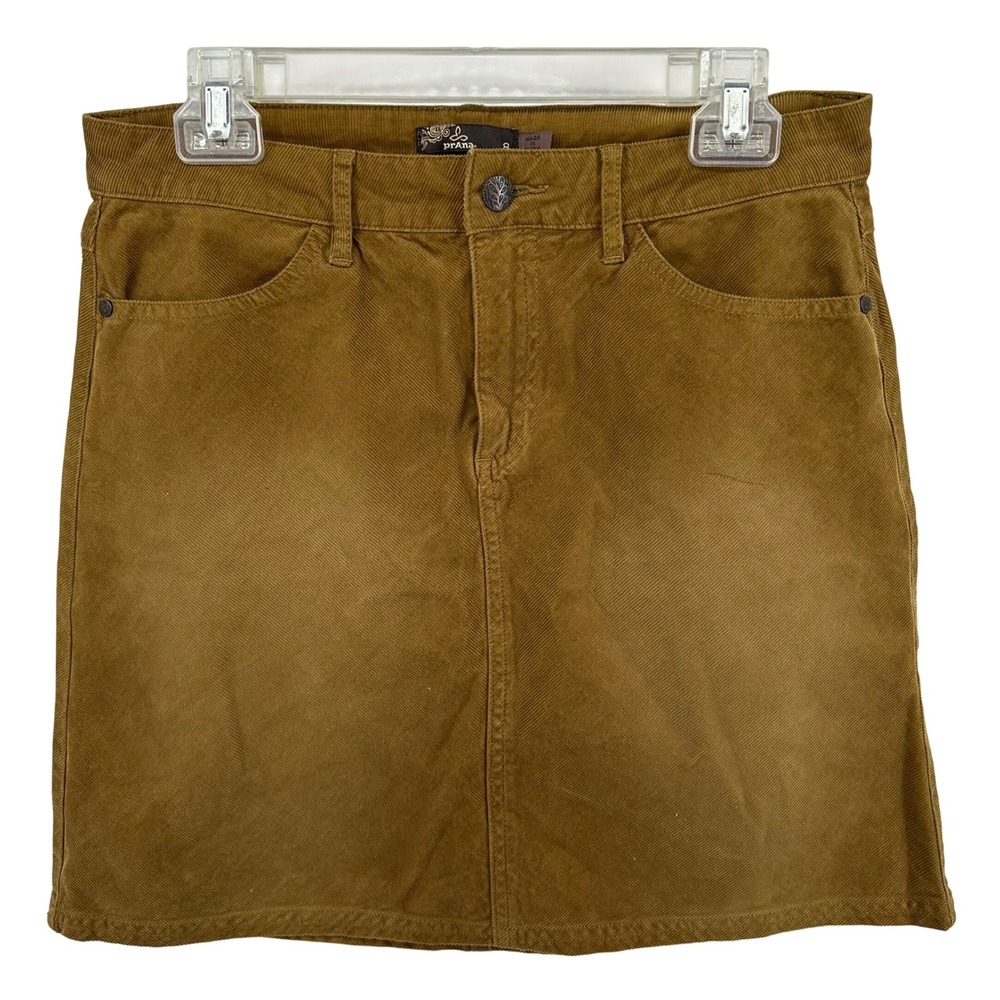 Pranaβ Womens Brown Organic Cotton Corduroy Mini Skirt Size 8 Stretch Outdoor